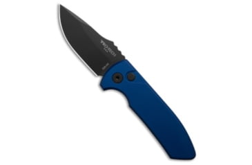 Image of Pro-Tech Knives Les George SBR Automatic Folding Knife, 2.625in, CPM S35VN, Drop Point Blade, Aluminum, Blue Handle, Standard, Blue/Black, 6.50 inch, BHQ-117551