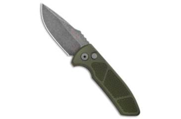 Image of Pro-Tech Knives Les George SBR Automatic Folding Knife, 2.625in, CPM S35VN, Drop Point Blade, Aluminum, Green Handle, Knurled, Acid Wash, Green/Gray, 6.50 inch, BHQ-103194
