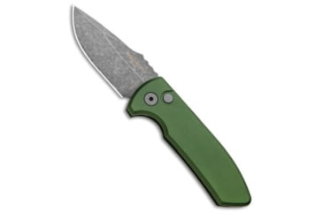 Image of Pro-Tech Knives Les George SBR Automatic Folding Knife, 2.625in, CPM S35VN, Drop Point Blade, Aluminum, OD Green Handle, Acid Wash, OD Green/Gray, 6.50 inch, BHQ-99240