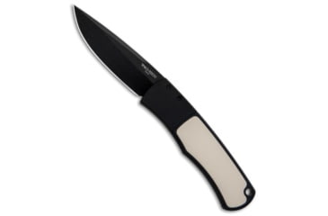 Image of Pro-Tech Knives Magic BR-1 Whiskers Automatic Folding Knife, 3.125in, 154CM, Drop Point Blade, Aluminum, Micarta, Black/White Handle, Smooth/Tuxedo, Black/White/Black, 7.25 inch, BHQ-86318