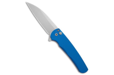 Image of Pro-Tech Knives Malibu Wharncliffe Flipper Folding Knife, 3.25in, CPM MagnaCut, Wharncliffe Blade, Aluminum, Blue Handle, Textured, Blue/Gray, 7.50 inch, BHQ-180155
