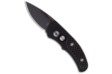 Image of Pro-Tech Knives Runt J4 Automatic Folding Knife, 1.94in, 154CM, Drop Point Blade, Carbon Fiber, Black Handle, Black/Black, 5.27 inch, BHQ-3672