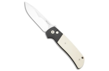 Image of Pro-Tech Knives Terzuola ATCF Custom Automatic Folding Knife, 3.50in, 154CM, Drop Point Blade, Micarta, Black/White Handle, Black/White/Steel, 7.92 inch, BHQ-211882