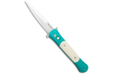 Image of Pro-Tech Knives The Don Custom Automatic Folding Knife, 3.50in, 154CM, Spear Point Blade, Micarta, Teal/White Handle, Teal/White/Gray, 8.10 inch, BHQ-97697