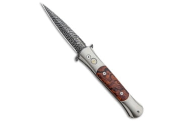 Image of Pro-Tech Knives The Don Custom Automatic Folding Knife, 3.50in, Damascus, Spear Point Blade, Wood, Wood Handle, Wood/Black, 8.10 inch, BHQ-98565