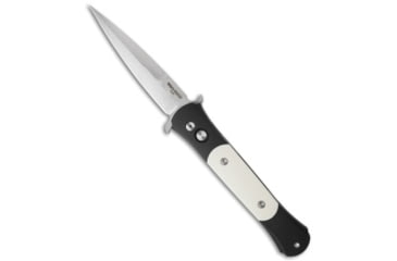Image of Pro-Tech Knives The Don Tuxedo Automatic Folding Knife, 3.50in, 154CM, Spear Point Blade, Micarta, Black/White Handle, Black/White/Gray, 8.10 inch, BHQ-3691