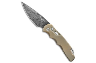 Image of Pro-Tech Knives TR-5 Custom Automatic Folding Knife, 3.25in, Damascus, Drop Point Blade, Titanium, Bronze Handle, Bronze/Black, 7.625 inch, BHQ-80698