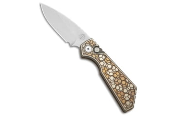 Image of Pro-Tech Knives Strider + PT Custom Automatic Folding Knife, 3.00in, CPM MagnaCut, Drop Point Blade, Titanium, Bronze Handle, Gridlock Texture Ti #7, Bronze/Gray, 7.00 inch, BHQ-210946