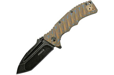 Image of Proelia Linerlock Orange Gray Folding Knife,3.75in,Black Stonewash D2 Tool Steel,Tanto,Orange and Gray,G10 Handle TX010BRB