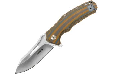 Image of Proelia Linerlock Orange Gray Folding Knife,3.75in,D2 Tool Steel,Drop Point,Satin,Orange and Gray,G10 Handle TX020BRS