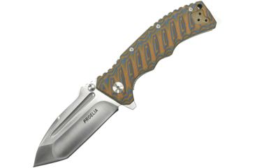 Image of Proelia Linerlock Orange Gray Folding Knife,3.75in,D2 Tool Steel,Tanto,Satin,Orange and Gray,G10 Handle TX010BRS