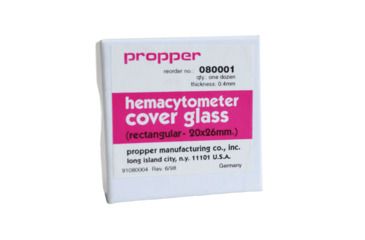 Image of Propper Manufacturing Hemacytometer Cover Glasses, Propper 080001 Cover Glass Rctgl 20X26MM PK12