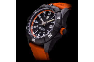 Image of ProTek Carbon Dive Watch, Carbon Case/Black&amp;Orange Dial/Orange Strap, One Size, PT1004O