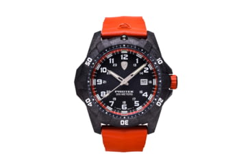 Image of ProTek Carbon Dive Watch, Carbon Case/Black&amp;Orange Dial/Orange Strap, One Size, PT1004O
