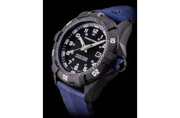 Image of ProTek Carbon USMC Dive Watch, Carbon Case/Black&amp;Blue Dial/Blue Strap, One Size, PT1013B