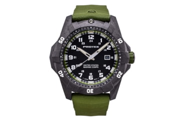 Image of ProTek Carbon USMC Dive Watch, Carbon Case/Black&amp;Green Dial/Green Strap, One Size, PT1015G