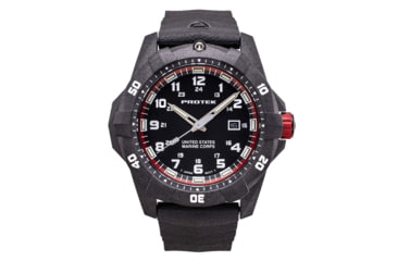 Image of ProTek Carbon USMC Dive Watch, Carbon Case/Black&amp;Red Dial/Black Strap, One Size, PT1012