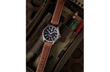 Image of ProTek Titanium Field Watch, Titanium Case/Black Dial/Dark Tan Strap, One Size, PT3001