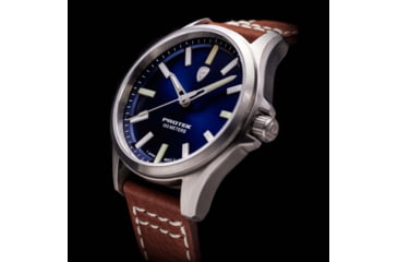 Image of ProTek Titanium Field Watch, Titanium Case/Blue Dial/Dark Tan Strap, One Size, PT3003