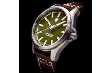 Image of ProTek Titanium Field Watch, Titanium Case/Green Dial/Dark Brown Strap, One Size, PT3005