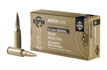 Image of Prvi Partizan Match Rifle Ammo, 6.5 Grendel, 120 Grain, Full Metal Jacket Boat Tail, 20 Round Box, PPM6G