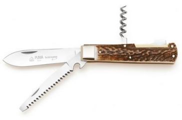 Image of Puma Knives Hunting Folder Folding Knife w/ Blade And Saw, 3.5in Blade, Stag 210211