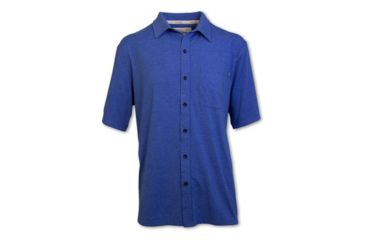 Image of Purnell Performance Short Sleeved Knit Button Up - Mens, Blue, Small, 10103501-431-S