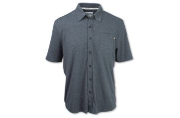 Image of Purnell Performance Short Sleeved Knit Button Up - Mens, Heather Grey, 2XL, 10103501-034-XXL