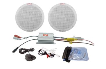 Image of Pyle Marine 6.5in Speaker System 2Ch Amp 400W Max, White PLMRKT2A