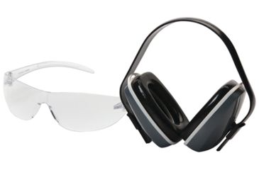 Image of Pyramex Alair Safety Glass/Earmuff Combo Clear Lens/Frame NRR22db Hearing Protection Black