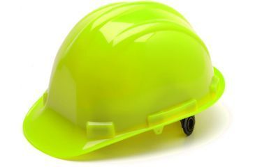 Image of Pyramex Cap Style 4 Point Ratchet Suspension Hard Hat - Hi Vis Green HP14131