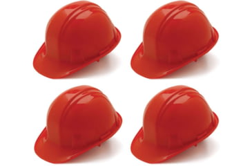 Image of Pyramex Cap Style 6 Point Snap Lock Suspension Hard Hats Red, Pack of 4
