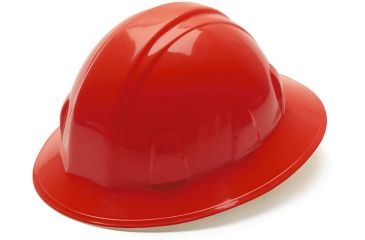 Image of Pyramex Full Brim 4 Point Ratchet Suspension Hard Hat - Red HP24120