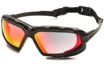 Image of Pyramex Highlander-XP Safety Glasses, Black-Gray Frame &amp; Sky Red Mirror Anti-Fog Lens SBG5055DT