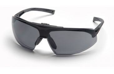 Image of Pyramex Onix Plus Safety Glasses - Clear Anti-Fog Bottom Lens/ Gray Flip Lens Lens, Black Frame SB4920STP