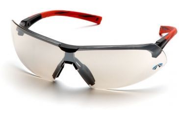 Image of Pyramex Onix Safety Glasses - Indoor/Outdoor Mirror Lens, Red Frame SR4980S