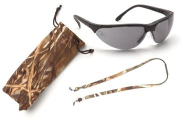 Image of Pyramex Rendezvous Ducks Unlimited Shooting Eyewear - Gray Lens, Black Frame w/ Neoprene Case, Microfiber Cleaning Bag and Camo Breakaway Cords DUSB2820ST3