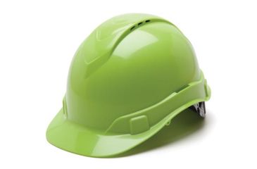 Image of Pyramex Ridgeline Vented Cap Helmet, Hi Vis Green, Box HP44131V