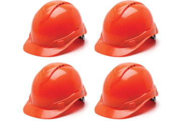 Image of Pyramex Ridgeline Vented Cap Style 4 Pt Ratchet Suspension, Hi Vis Orange, Pack of 4