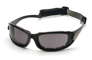 Image of Pyramex PMXCEL Safety Glasses Shiny Black Frame, Gray Anti-Fog Lens, Polarized SB7321DT