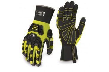 Image of Pyramex Ultra Impact Maximum Duty Cut Resistant Gloves, Black and lime, Medium, GL802CRM