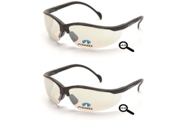 Image of Pyramex V2 Readers Glasses - Indoor/Outdoor Mirror + 1.5 Lens, Black Frame, Pack of 2