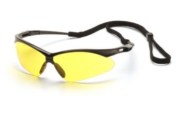 Image of Pyramex Wildfire Safety Glasses - Black Frame, Amber Lens with Black Cord