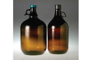 Image of Qorpak Amber Glass Jugs, Qorpak GLC-02065 With 14B White Rubber-Lined Cap