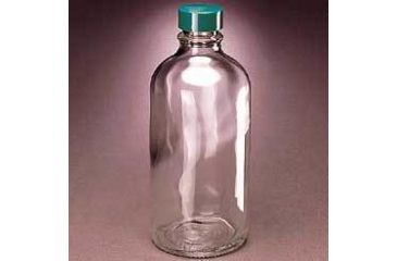 Image of Qorpak Boston Round Bottles, Narrow Mouth, Qorpak 7712 With Pulp/Vinyl-Lined Black Phenolic Cap
