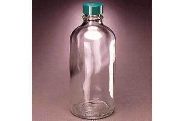 Image of Qorpak Boston Round Bottles, Narrow Mouth, Qorpak 7717 With Pulp/Vinyl-Lined Black Phenolic Cap