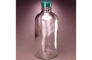 Image of Qorpak Boston Round Bottles, Narrow Mouth, Qorpak 7913 With Fluoropolymer Resin-Lined Green Thermoset Cap