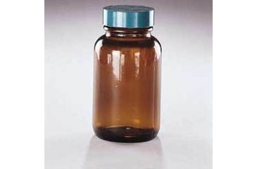 Image of Qorpak Packers, Amber, Wide Mouth, Qorpak 7938 With Fluoropolymer Resin-Lined Green Thermoset Cap