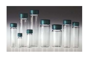 Image of Qorpak Sample Vials, Clear and Amber Borosilicate Glass, Screw-Thread, Qorpak 2502T With Fluoropolymer Resin-Lined Caps