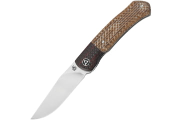 Image of QSP Knife Gannet Linerlock Brown Folding Knife, 3.38 satin finish 154CM stainless blade, Brown linen micarta handle, QS137-B